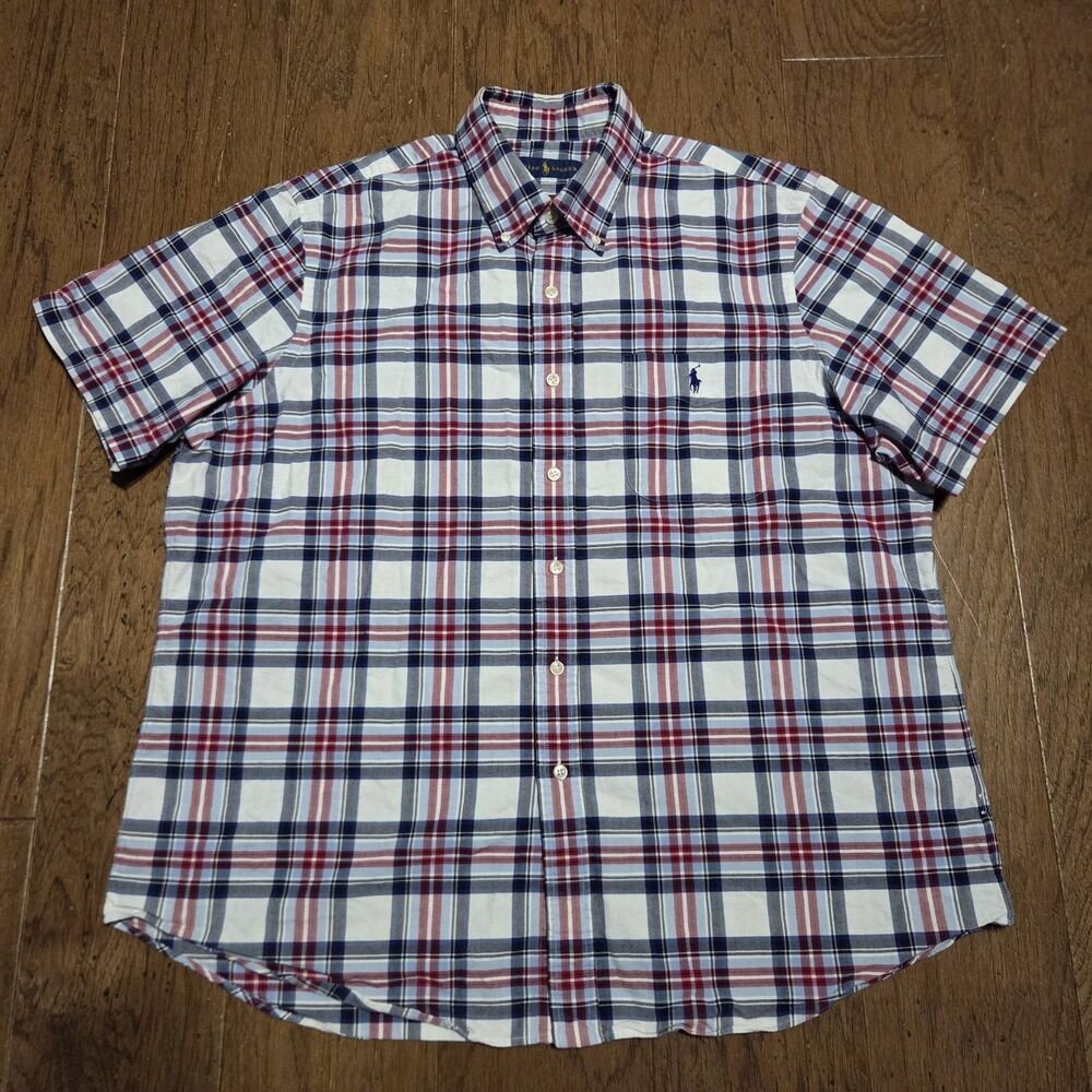 Polo Ralph Lauren Shirt Oxford Button Down Multicolor Plaid SS Size XL